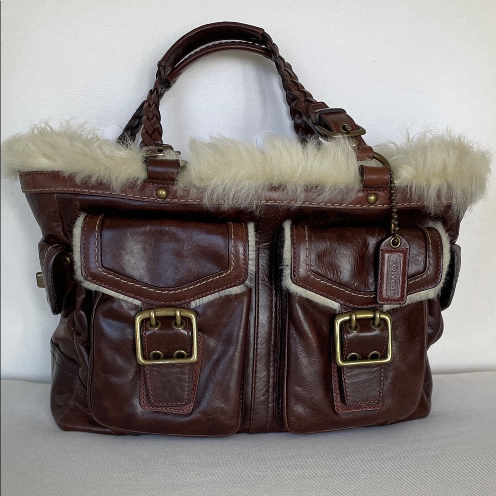 COACH-Leather Fur Bag